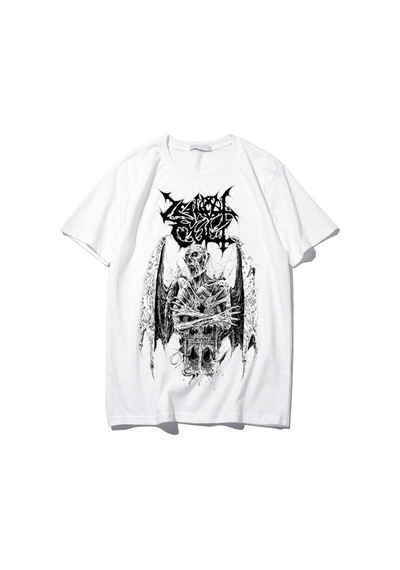 Noıssey Kırmızı Etiket Punk Grunge T-shirt Model75 16681 Beyaz