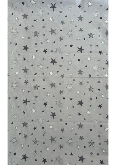 Tek Kişilik Nevresim Takımı 160x220cm 2 Yastık Kılıfı Yıldız Desenli Gri