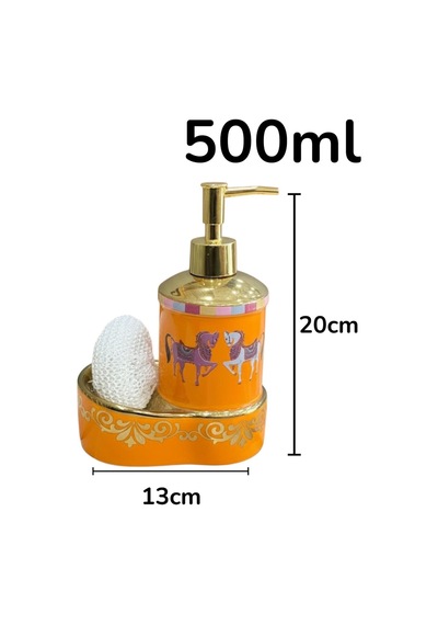 Premium Porselen Horse Sıvı Sabunluk, Süngerlik Bölmeli 47043 Çok Renkli