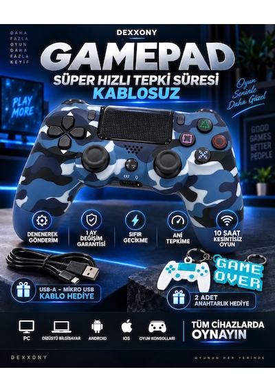 Dexxony Kablosuz Gamepad Ps3 / Ps4 Uyumlu Bluetooth Oyun Kolu Pc Android İos