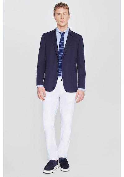 Ac&Co / Altınyıldız Classics Erkek Lacı Slim Fit Dar Kesim Mono Yaka Casual Ceket Lacı Lacivert