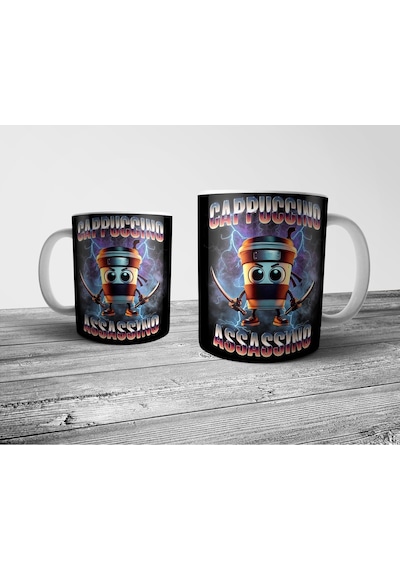 Italian Brainrot Cappuccino Assassino Kupa Bardak Model 3 Çok Renkli