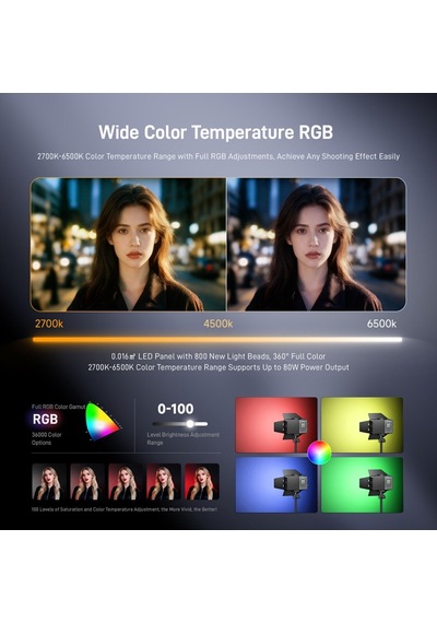 Photoolex X2077 Pro 80w Rgb Profesyonel Video Fotoğraf Led Panel Işık - Ls-123