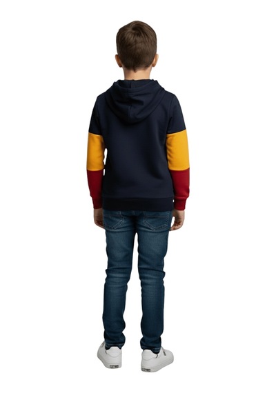 Gsstore Galatasaray Lisanslı Logo Siyah Kapüşonlu Çocuk Sweat Bayrak Kırmızı - Siyah