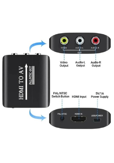 Hdmi To Av Rca Tos Çevirici Dönüştürücü Adaptör Hdmı To Av Rca