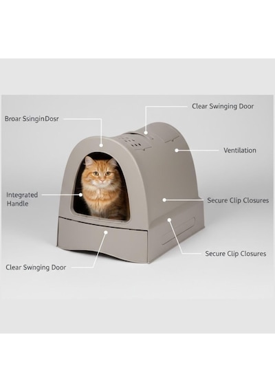 Zuma Çekmeceli Kapalı Kedi Tuvaleti Gri 40x56x42.5cm