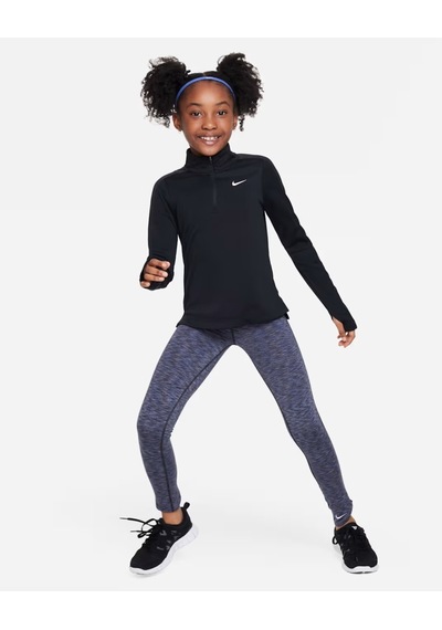 Nike Fd2853-010 Dri-fıt Uzun Kollu Çeyrek Fermuarlı Kız Çocuk Üstü - Siyah