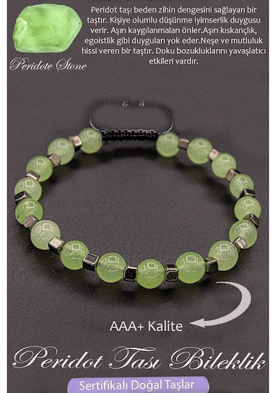 Sertifikalı Aaa+ Kalite Gerçek Terahertz - Peridot Taşı Bileklik Çok Renkli