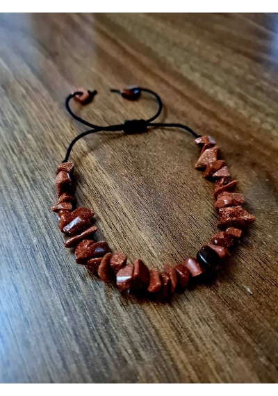 Gümüştel El Sanatları Sertifikalı Doğal Kırık Taş Yıldız Taşı Bileklik Asansörlü Kilit Sistemi Çok Renkli