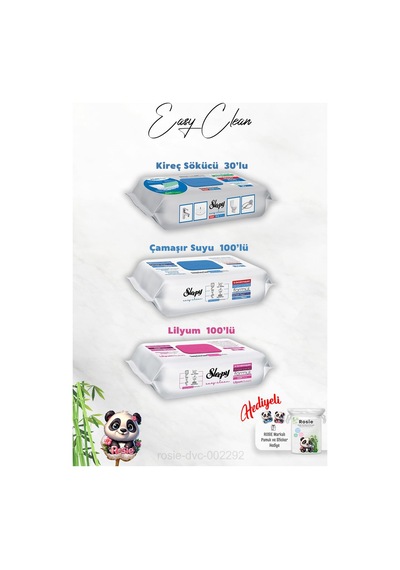 100'lü Easy Clean Lilyum Ve Çamaşır Suyu Katkılı, Kireç Sökücü 30'lu Temizlik Havlusu Ve Rosie Hediye Diğer