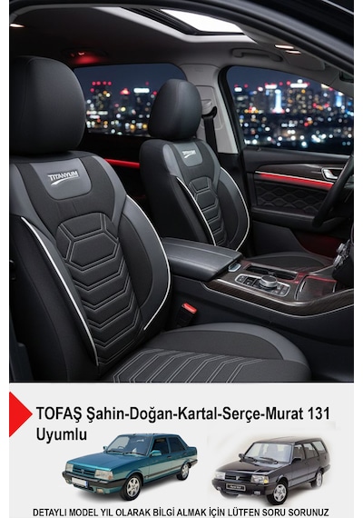 Titanyum Serisi Lüks Keten Oto Koltuk Kılıfı Tofaş Kartal-şahin-doğan-serçe-tempra İle Uyumlu Beyaz