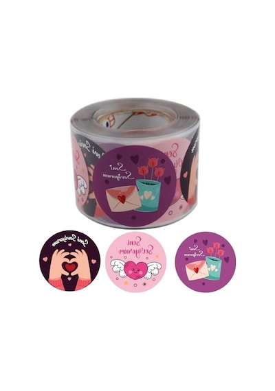 "seni Seviyorum" Etiketi Seti, 500 Adet, 5 Cm Çapında 124-Pembe