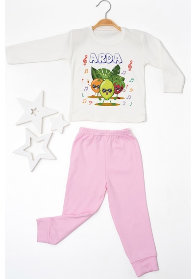 Pia Baby İsme Özel Erkek Çocuk 2 Adet Pijama Takımı %100 Pamuk Penye İsim Baskılı Kişiye Özel Kreş Pijaması Hediye Seti 20103p15pi Krem
