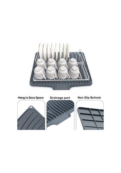 Silikon Bulaşıklık Mat & Bulaşık Kurutma Rafı Mat - 40 X 30 Cm Kaymaz, Bpa İçermez, Drenaj Dudaklı Silikon Bula Diğer