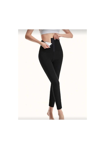 Fit Women Yüksek Bel Agraflı Tayt 4409 Siyah