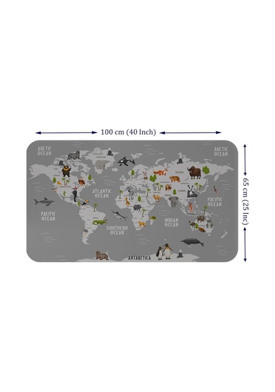 Eğitici Dünya Haritası Dünya Atlası Çocuk Ve Bebek Odası Duvar Sticker-60x105-3794 - Renkli Çok Renkli