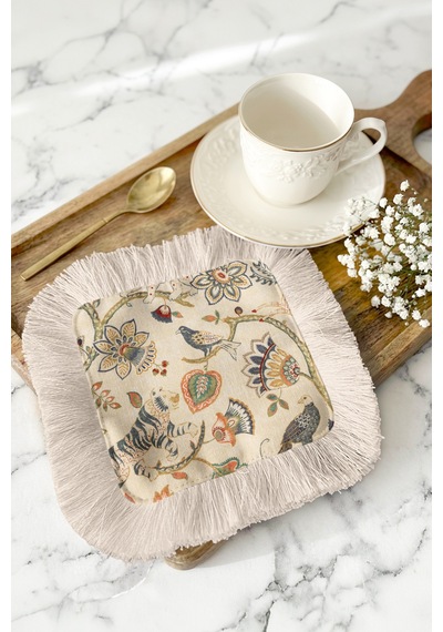 Hint Hint Kaplan Çiçek Kuş Saçaklı Sunum Peçetesi - Vintage Bohem Krem Yeşil Bardak Altlığı Mendil Ayışığı Açık Hardal Hint Hint Kaplan Çiçek Kuş Saçaklı Sunum Peçetesi - Vintage Bohem Krem Yeşil Bardak Altlığı Mendil Ayışığı Açık Hardal