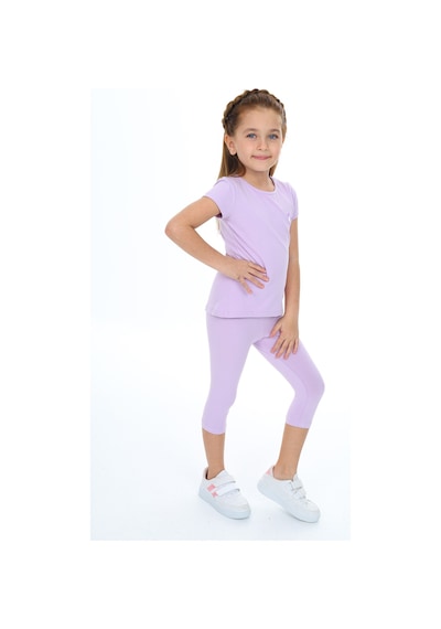 Toontoy Kids Toontoy Kız Çocuk Varaklı Kalp Baskılı Kaprili Takım Lila
