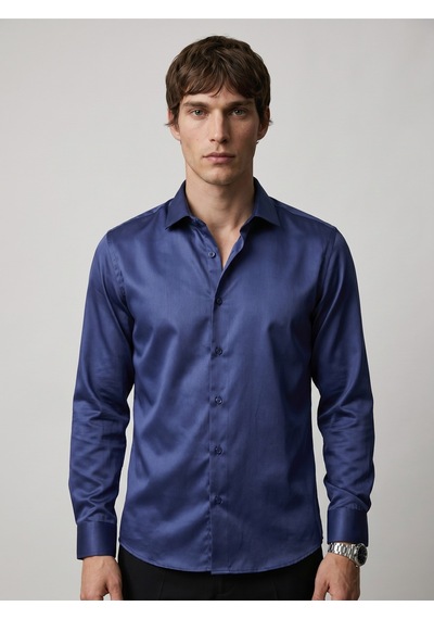 Baselco Elegance Pamuk Saten Slim Fit Gömlek Tycptg8trn177727971042000 Lacivert
