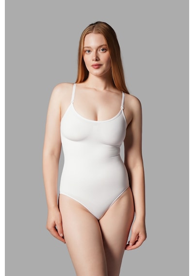 Fit Women 2 Beden Alt Tarafı Çıtçıtlı Zıbın Korse Seamless 9051-beyaz