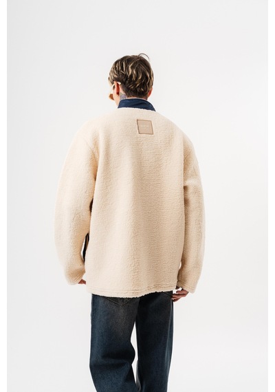 Respire Erkek Zip Oversize Teddy Ceket Ekru