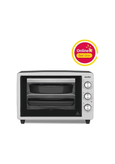 Simfer 3426 İnox Gri 34 LT Statik Mini / Midi Fırın - 4 Fonksiyon, Programlanabilir Pişirme & Isı Kontrol