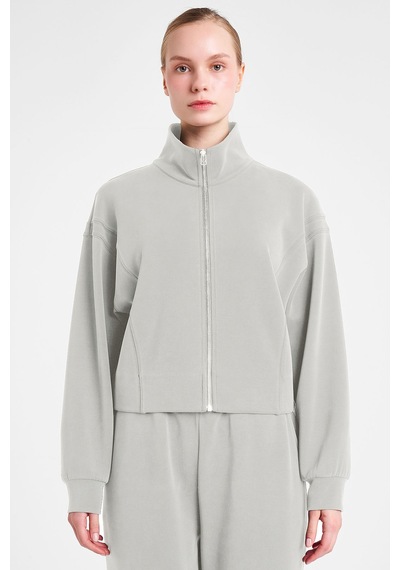 Lescon Kadın Fermuarlı Sweatshirt 25n-2105 Ekru