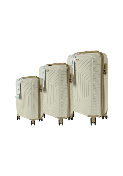 Metropolitan Sdr 103 Pp Valiz Seti - Büyük + Orta + Kabin Boy - Kemik / Şampanya