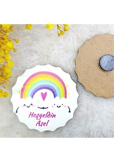 Ahşap Bebek Magnetleri Gökkuşağı Baskılı(30 Adet)