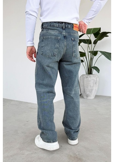 Eskitme Mavi Soft Degrade Basic Regular Pantolon Eskitme Mavi