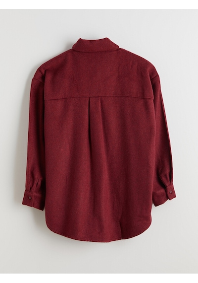 Lcwaıkıkı Classic Bordo Oversize Kadın Oduncu Gömlek Ceket