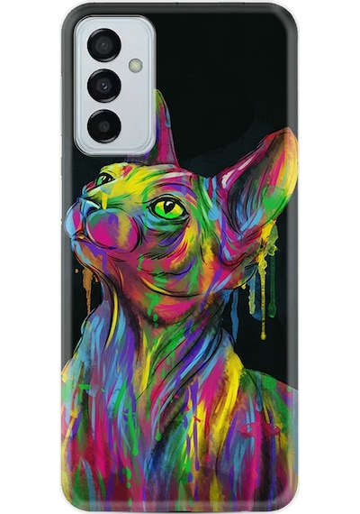 Samsung Uyumlu Galaxy A04S Kilif Silikon Desen Color Cat 1754 556613744
