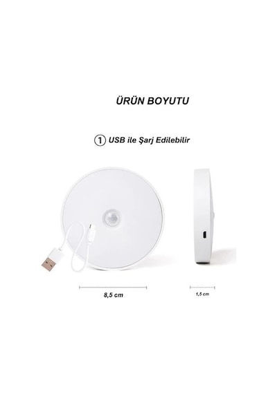 Şarjlı Sensörlü Gece Led Lambası Egonex Beyaz