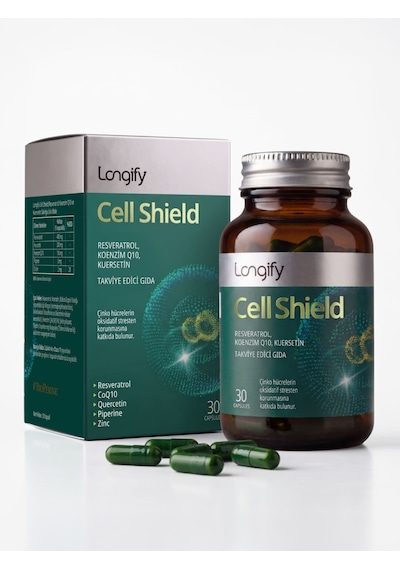 Cell Shield Resveratrol, Koenzim Q10, Kuersetin, Piperin, Çinko Takviye Edici Gıda 30 Kapsül
