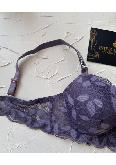 Jasmine Askıları Parlak Taşlı Hafif Destekli Dantelli Soft Cup İt Mor