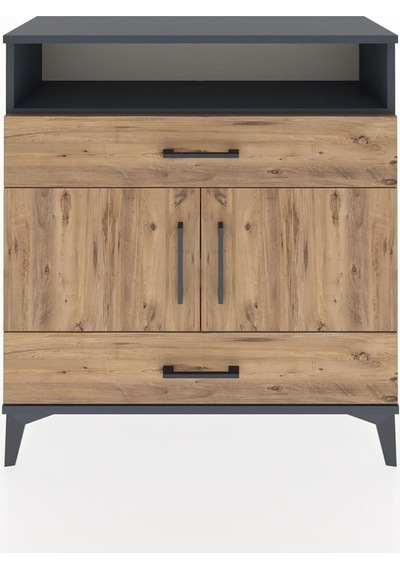 Arges Şifonyer 3 Raflı 2 Çekmeceli 2 Kapaklı 88x30x96 Antrasit-çam Antrasit