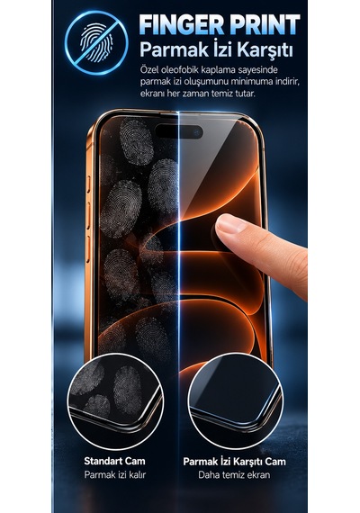 İphone 17 Pro Uyumlu Premium 300cc Glue Tempered Glass Anti Static & Finger Print