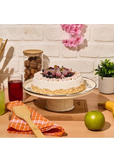Mien Emaye Büyük Servis Standı - Krem - 31x11 Cm Krem
