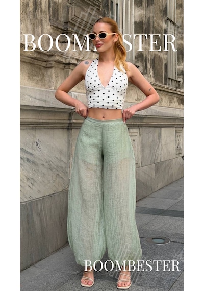 Boombester Kadın Transparan İçi Şortlu Bloomer Pantolon Salaş Rahat Kalıp Yazlık Bohem Balon Pantolon Yeşil Boombester Kadın Transparan İçi Şortlu Bloomer Pantolon Salaş Rahat Kalıp Yazlık Bohem Balon Pantolon Yeşil