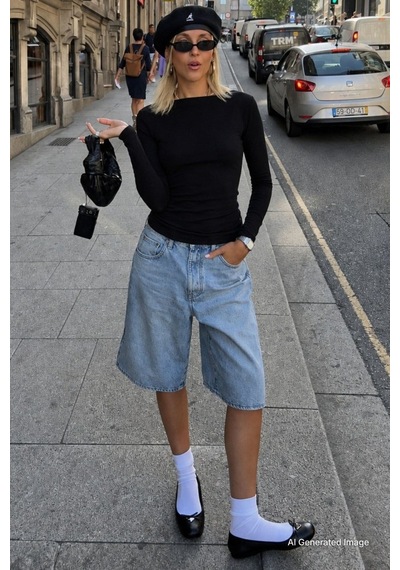 Madmext Siyah Kayık Yaka Fitilli Slim Fit Kadın Bluz Mg2909