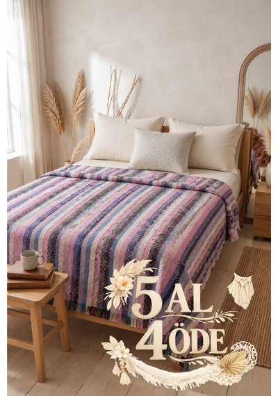 Dokuma Pike Çiftkişilik 200x220 Çok Amaçlı Bohem Yatak Örtüsü Berry Mix