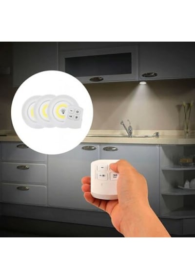 Uzaktan  Kumandalı Yapışkanlı  3'Lü Led Spot Lamba Çok Renkli
