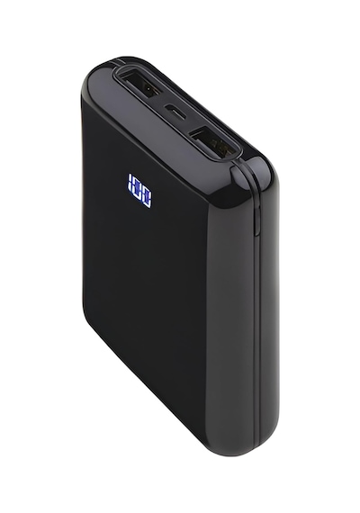 10000 Mah Taşınabilir Powerbank, Çift Usb Çıkışlı 2.1a Hızlı Şarj , Led Dijital Ekranlı, Ultra İnce Ve Hafif 180 G, Telefon Ve Tablet Uyumlu Siyah