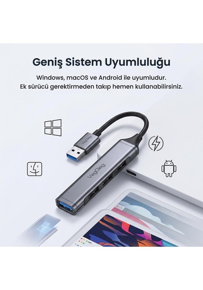 4 Portlu Usb-a To Usb 3.0 + 3 Usb 2.0 Çoklayıcı Dönüştürücü Usb Hub