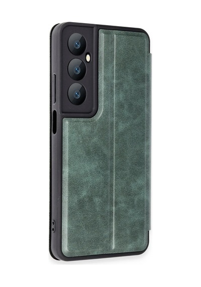 Realme C65 Kılıf Flip Cover - Koyu Yeşil 0.2M-Çok Renkli