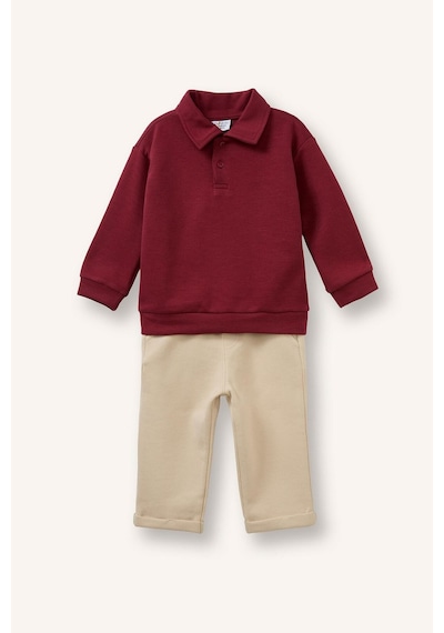 Defacto Polo Yaka Uzun Kollu Üst Geniş Paça Alt 2li Takım Erkek Bebek I0275a526aubr281 Bordo-br281