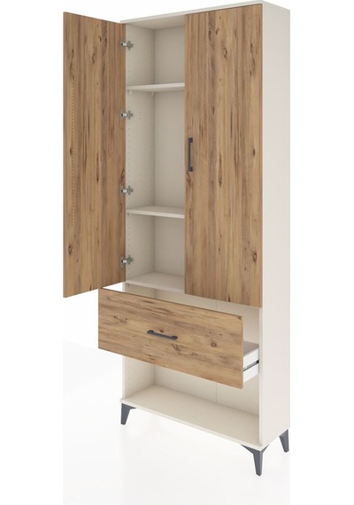 Arges Dolap 3 Raflı Tek Çekmeceli 2 Kapaklı 88x30x221 Aytaşı-çam Aytaşı