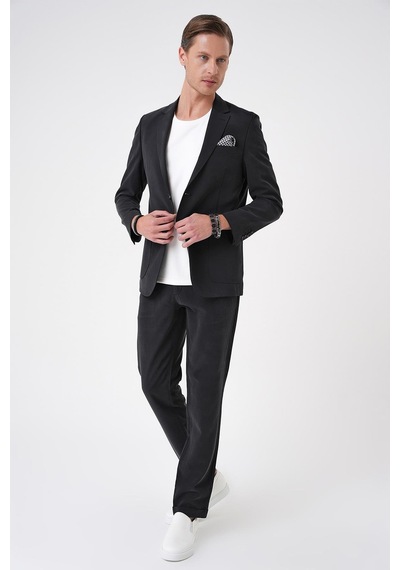 Efor Slim Fit Torba Cep Spandex Karışımlı Casual Siyah Ceket C 714 Siyah