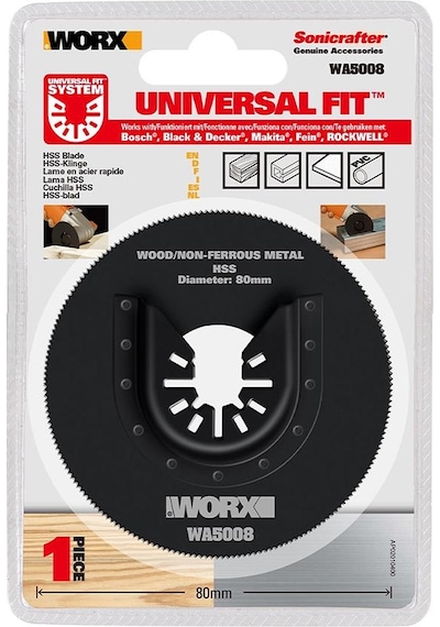 WORX WA5008 Çok Amaçlı Raspalama Makinası İçin 80mm 360˚ Metal, Ahşap, Fiberglas, PVC Universal Kesme Bıçağı