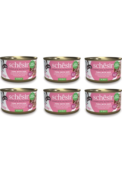 Schesir Ton Ve Jambonlu Tam Ve Dengeli Jöleli Kedi Konservesi 85 Gr. X 6 Adet